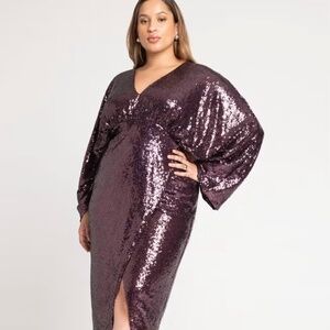 BLACK dolman sleeve sequin dress